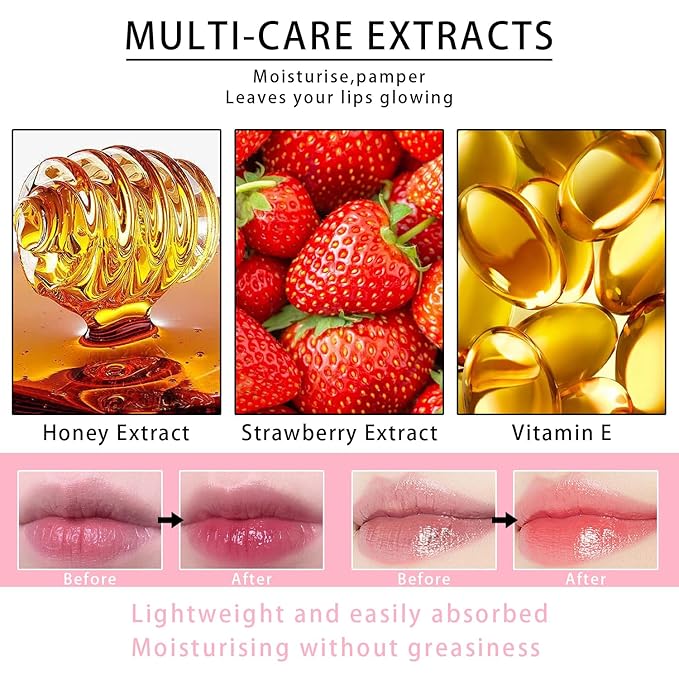 2PCS Lip Mask Overnight, Honey&Strawberry Moisturizing Repair Sleeping Lip Balm, Fade Lip Lines Bee Lip Balm, Hydrating &Prevention Dry and Crack Lip Scrubs Exfoliator (Honey & Honey)-VivaGrace Women