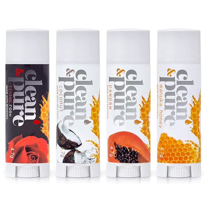 Lip Balm - Bees Knees (4 pack) | Manuka Honey Beauty Products | Vitamin E Oil | Flavored Lip Balm | Australia Made | Rose | Manuka Honey | Cocoa Butter | Manuka Oil | Coconut Oil | Papaw-VivaGrace Women