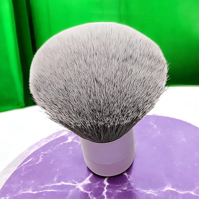 Luxurious and Large Ultra Soft Fluffy Powder Brush, Multipurpose Face, Body, Barber and Beauty Tool, with wooden base Soft Kabuki Brush by BevyGold (Violet)-VivaGrace Women