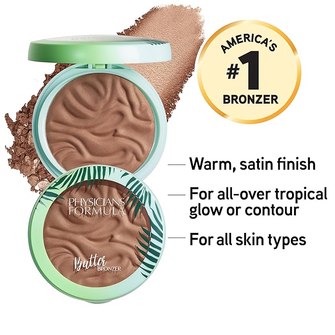 Physicians Formula Murumuru Butter Bronzer, Moisturizing, Nourishing Murumuru Butter for Silky Glow, Dermatologist Tested, Hypoallergenic, Vegan & Cruelty-Free - Deep Bronzer-VivaGrace Women