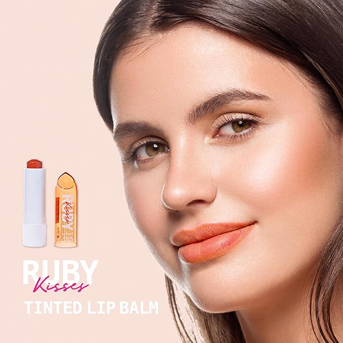 Ruby Kisses Balm Up Tinted Lip Balm, Non-Greasy Hydrating Formula, Nourishing Coconut Core & Vitamin E Infused, Lip Care with Natural Shine, Lightweight Sheer Color (Tangerine)-VivaGrace Women