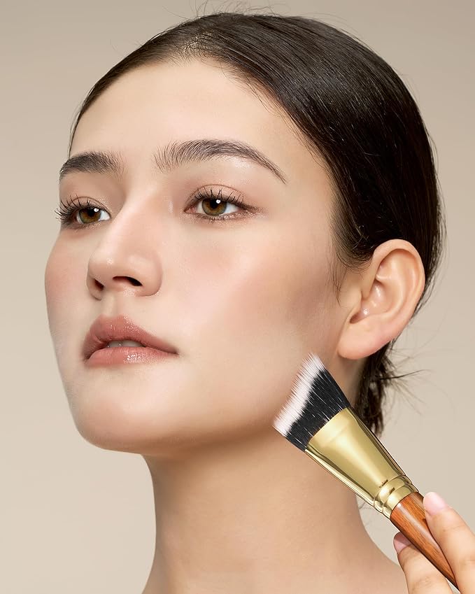 Desert Oak Series Terraced Contour Brush - 27mm Dual-Height Design with 5mm Flat Edge & 22mm Slope for Precision Sculpting, Bubinga & Brass (CM 191)-VivaGrace Women