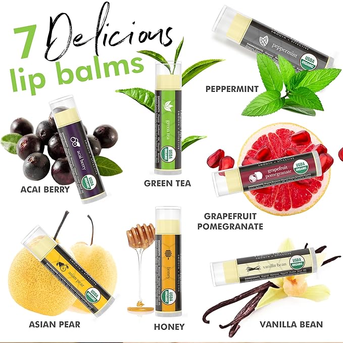 Natural Lip Balm Chapstick Pack - 12 Chap Stick Organic Lip Balm Set for Lip Healing and Repair - Natural Chapstick Hydrating Lip Balm for Dry Cracked Lips Flavored Lip Balm-VivaGrace Women