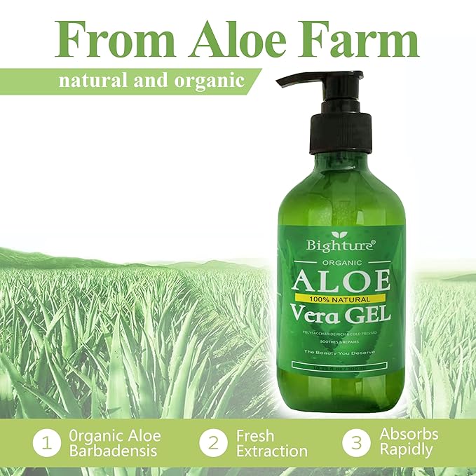Aloe Vera Gel, 100% Aloe Vera Organic from Freshly Cut Aloe Leaves, Skin Care for Deeply & Rapidly Soothing, Firming, After Shave, Sunburn Relieve, etc-VivaGrace Women