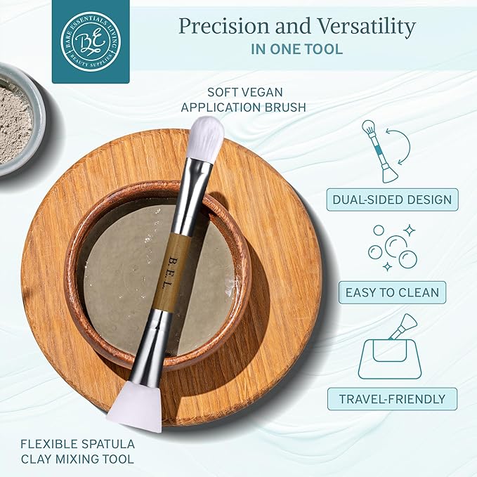 Bare Essentials Living - Clay Face Mask Brush (2 Pack, Bamboo) Dual Soft Silicone Face Mask Applicator Brush Tool, Great Facial Essentials, Moisturizer Applicator & Skincare Brush for Facials-VivaGrace Women