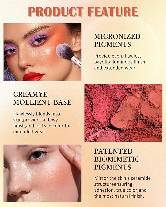Matte Rose Face Blush Palette Kit with Brush-6 Color High Pigment Silky Mineral Blendable Blusher Contour Powder for Cheeks,Longlasting Eyeshadow Facial Beauty Cosmetic Makeup Gift for Women-Set 02-VivaGrace Women