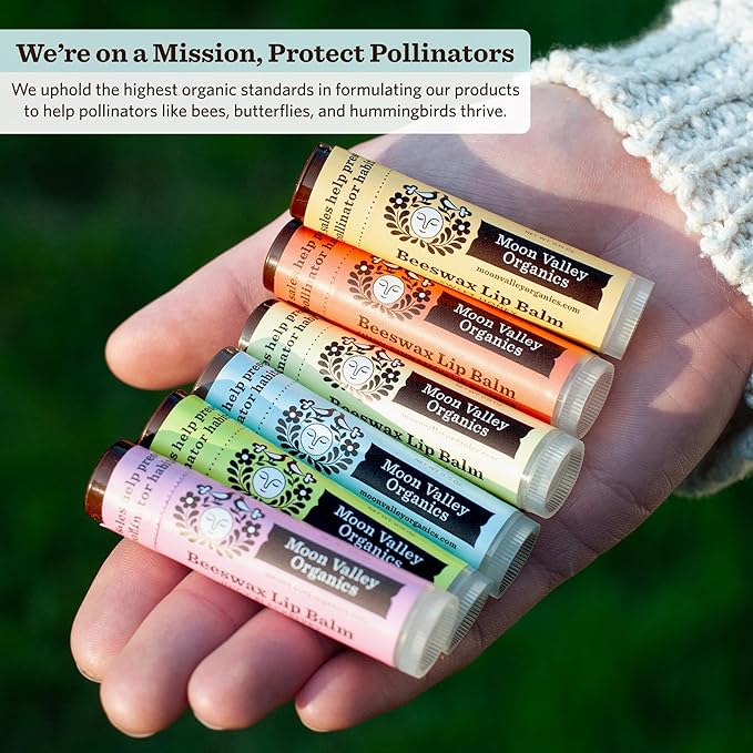 Moon Valley Organics Beeswax Lip Balm for Moisturizing Lips and Cuticles (COOL MINT VANILLA, 6-Pack)-VivaGrace Women