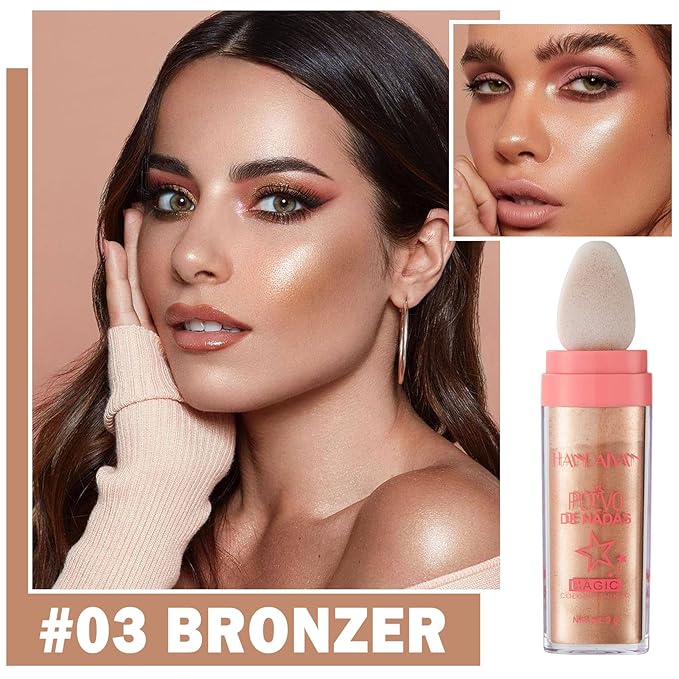 Polvo De Hadas Body Shimmer Glitter Highlighter Powder Makeup,High Gloss Sparkle for Face Body Hair,Create The Most Sparkly And Attractive Glitter Makeup - Bronze-VivaGrace Women