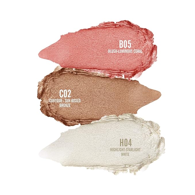 KIMUSE Multi Stick Trio Face Makeup, Cream Blush Stick for Cheeks & Lips, Contour Stick & Highlighter Makeup Sticks for All Skin-VivaGrace Women