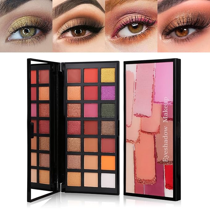 Matte Eyeshadow Palette, Nude Eyeshadow Palette Makeup Set, Matte Shimmer High Pigmented Blending Powder Velvet Texture Eye Shadow Kit-VivaGrace Women