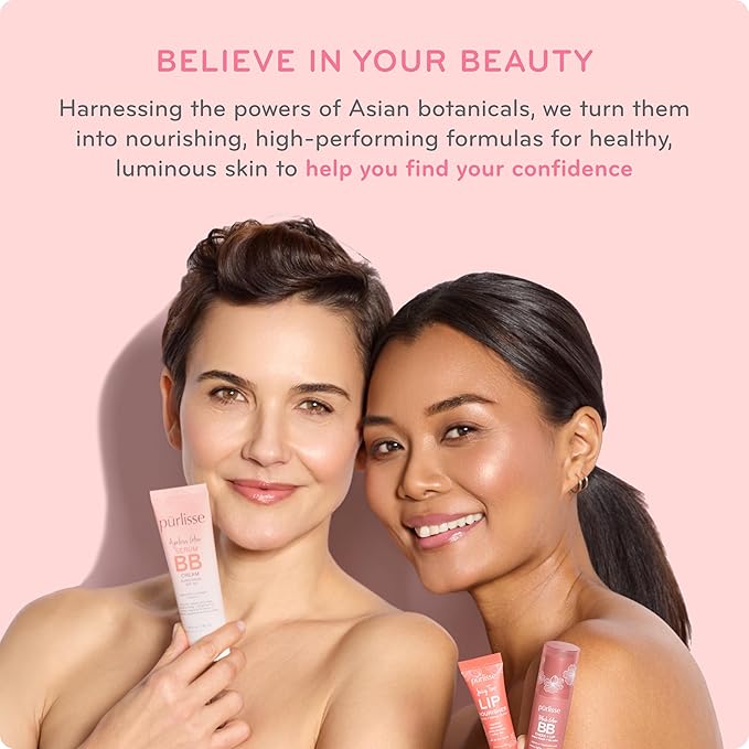 pūrlisse Perfect Glow BB Cream with SPF 30 - Matte Meets Dewy Finish - Enriched with Goji & Hawthorn Berry to Help Improve Skin Texture & Radiance - Medium Warm (1.4 oz)-VivaGrace Women