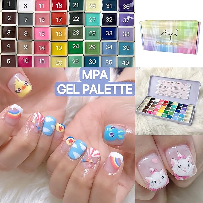 Gel palette Painting gel for nail art 40colors individual squares UV LED Gel for Nail Art DIY-VivaGrace Women