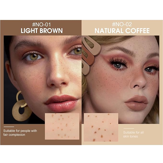 Freckle Pen Waterproof 2 Colors,Natural Lifelike Faux Face Freckle Makeup Pen,Magic Freckle Color,Waterproof Longlasting Soft Small Sopt Pen,For Natural Effortless Sunkissed Skin Makeup(2packs)-VivaGrace Women