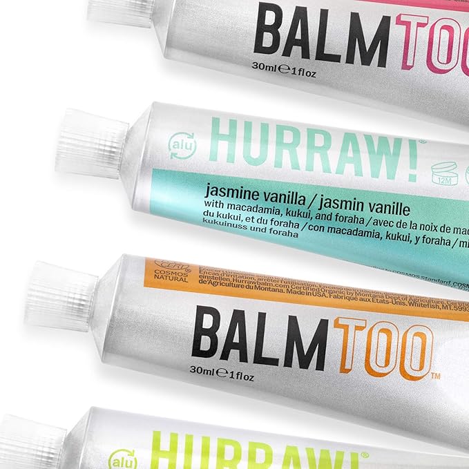 Hurraw! Balmtoo Squeezable Balm, Jasmine Vanilla: Thick, ultra-moisturizing. Anywhere application. Body, face, lips, neck, fingers, toes. 1 tube = 7 sticks of lip balm. Natural, Organic. Made in USA-VivaGrace Women