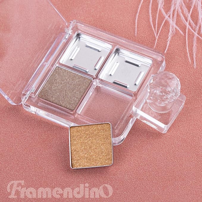 Framendino, 4 Sets Acrylic Empty Eye Shadow Pallet 4 Grids Eye Shadow Storage Case with Acrylic Seal for DIY Craft-VivaGrace Women