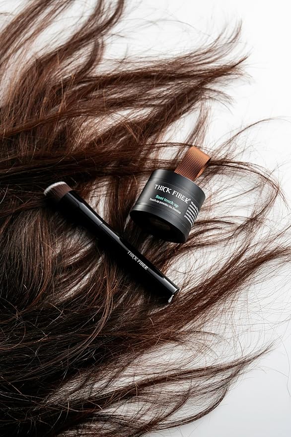 THICK FIBER Root Touch Up Powder - Water & Sweat Resistant Hair Loss Concealer Set for Thinning Hair Women, Includes Brush (Dark Brown)-VivaGrace Women