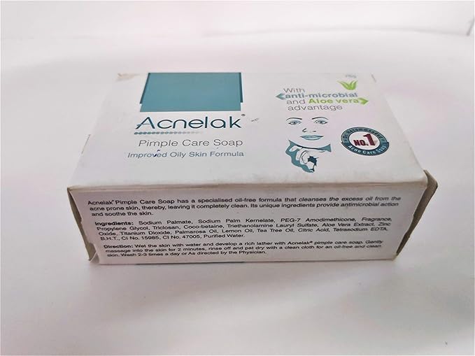 Acnelak 3 x 75gm (pack of 3) Pimple Care soap with anti microbial and Aloe vera advantage