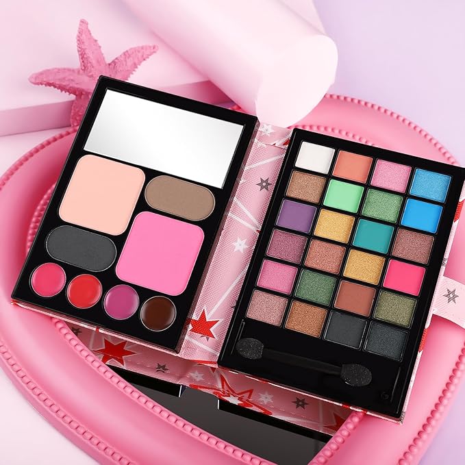 All in One Makeup Kit for Women Full Kit - 24 Eyeshadow, 4 Lipsticks, 1 Blushers, 1 Powder, 2 Eyebrow Powder, 1 Mirror, 1 Double Ended Brush, Makeup Gift Set for Teen Girls, Beginner and Professional-VivaGrace Women