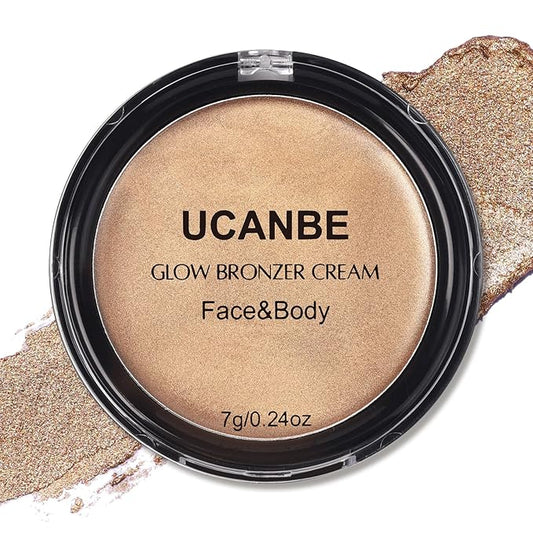 UCANBE Cream Bronzer for Face & Body, Natural Golden Sun-Kissed Glow Highlighter, Luminous Buildable Coverage for Long Lasting Bronzed Glow, Lightweight Brighten Contour Multi-Use Makeup Palette-VivaGrace Women