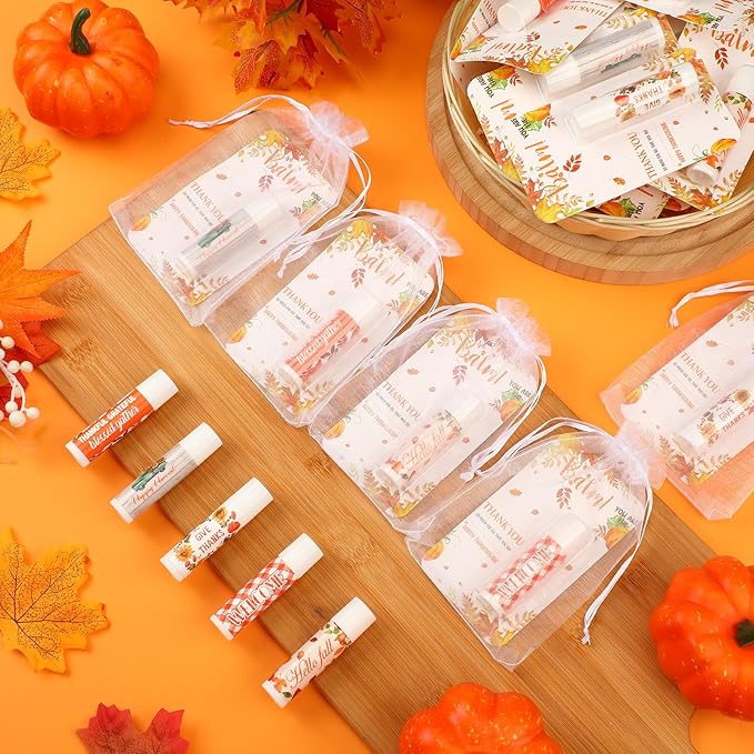 30 Pack Hello Fall Thanksgiving Party Gifts Bulk Lip Balms Favors Employee Appreciation Gifts Small Thank You Gifts for Women Men Satff Coworkers Teachers-VivaGrace Women