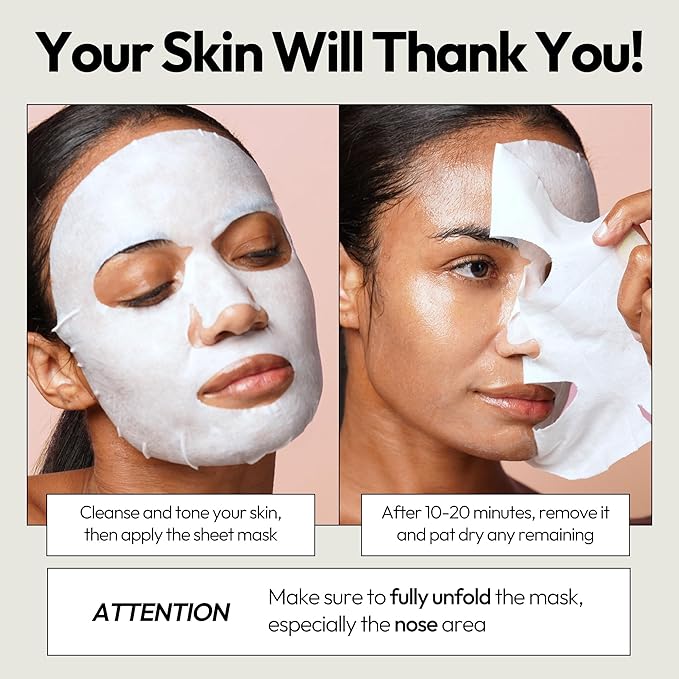 LAPCOS Pearl Sheet Mask, Daily Face Mask with Probiotics to Clarify Skin, Korean Beauty Favorite, 5-Pack-VivaGrace Women