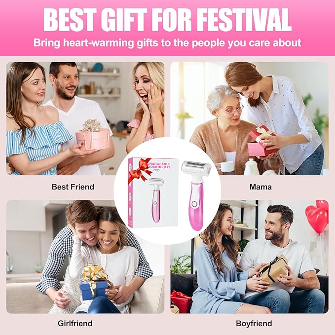 Women Face Epilator, 4-in-1 Body Shaver and Facial Epilator, Hair Removal for Face, Waterproof Facial Hair Remover for Armpits, Arms, Legsm, Bikini-VivaGrace Women