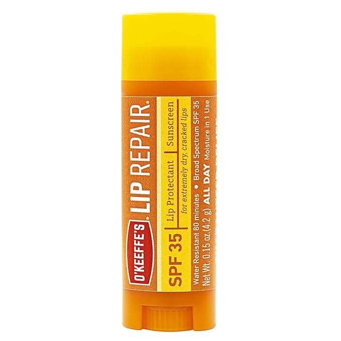 O'Keeffe'S Lip Repair Lip Repair with SPF35, 015 oz - Ultimate SPF Lip Balm for All-Day Moisture, with Moofin Wooden Comb - for Dry Cracked Lips, Lip Balm Hydrating Quick Absorption for Smooth Lips,-VivaGrace Women