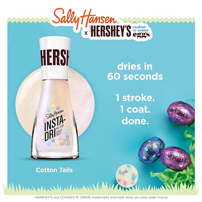 Sally Hansen Insta-Dri X Hershey's Cookies 'n' Creme Eggs, Cotton Tails, Quick Dry, Long Lasting, Streak-Free Shine, Nude Nail Polish, 0.31 fl oz.