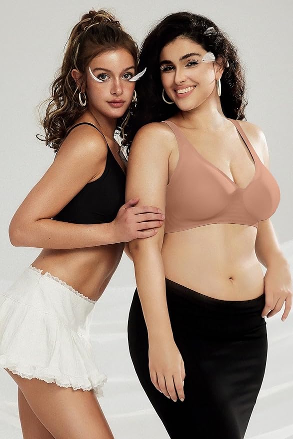OEAK Womens Deep V Bras Wireless Comfortable Bra Supportive No Underwire Bras Tshirt Push Up Bralettes Plunge Seamless Bra-VivaGrace Women