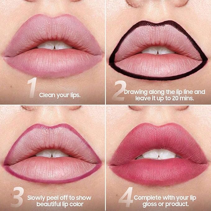Lip Stain Peel Off - Lip Liner Waterproof, Lip Liner Stain Transfer Proof & Plumping, Moisturizing Non-Stick Cup Matte Finish Stay On All Day, Coral Color-VivaGrace Women