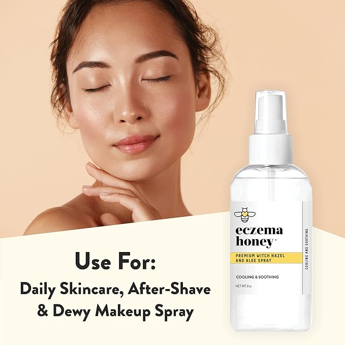 ECZEMA HONEY Premium Witch Hazel & Aloe Spray - Facial Mist Skin Care Product - Unscented Moisturizer, Dewy Makeup Spray, Aftershave & More (8 Oz)-VivaGrace Women