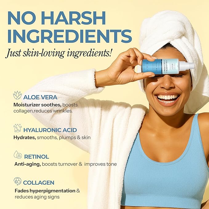 Hyaluronic Acid & Collagen Face Mist - Dermatologist Tested, Moisturizes & Tones Skin, Anti-Aging, Natural Ingredients, Cruelty-Free, 95% Natural - All Skin Types - 4 OZ-VivaGrace Women