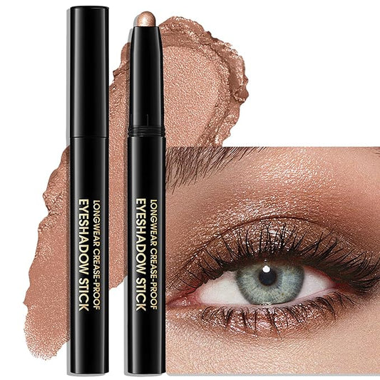 Eyeshadow Stick Waterproof Cream Eye Shadow Pencil Long-Lasting Crease-Proof Shimmer Glitter Eyeshadow Crayon Smooth High Pigmented Highlighter Neutral Eye Shadow Liner Makeup, 1 CARAMEL-VivaGrace Women