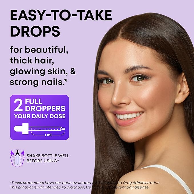 SimplyVital Liquid Biotin & Collagen - Hair, Skin & Nails Vitamins with Biotin 10000mcg & Collagen Peptides - Made in USA - Liquid Collagen for Healthy Skin & Hair Growth Support - 2 fl oz-VivaGrace Women