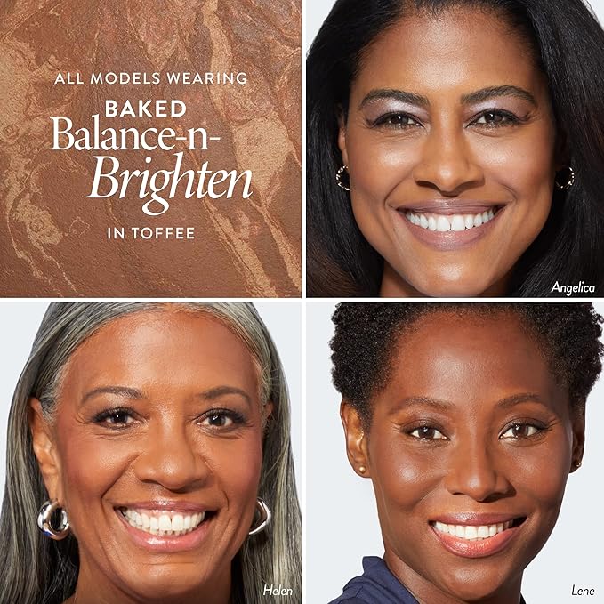 LAURA GELLER NEW YORK Award-Winning Baked Balance-n-Brighten Color Correcting Powder Foundation - Toffee - Buildable Light to Medium Coverage - Demi-Matte Natural Finish-VivaGrace Women