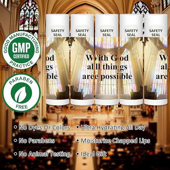 DMSKY 60 Lip Balm Bulk, Christian Gift for Women Men Faith Religious Moisturizing Lip Care Product Stocking Stuffers with Inspirational Scripture Happy Moment Praise God for Friend-VivaGrace Women