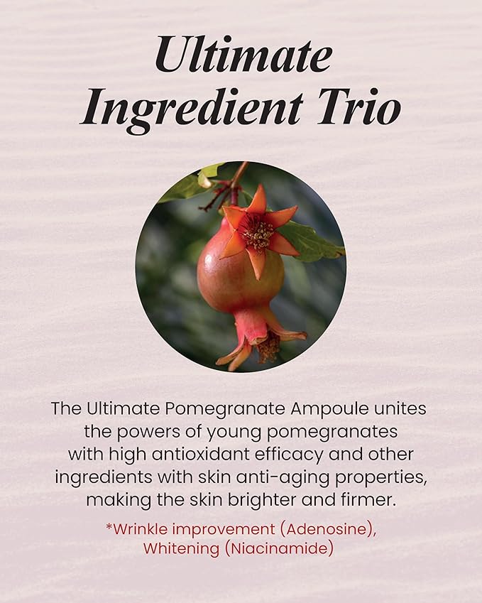 Sooryehan Ultimate Pomegranate (Ampoule Set, 1.9fl oz) - Skin Elasticity, Reduced Wrinkles & Skin Tone Improvement, Elastin, Vitamin C, Adenosine & Niacinamide-VivaGrace Women