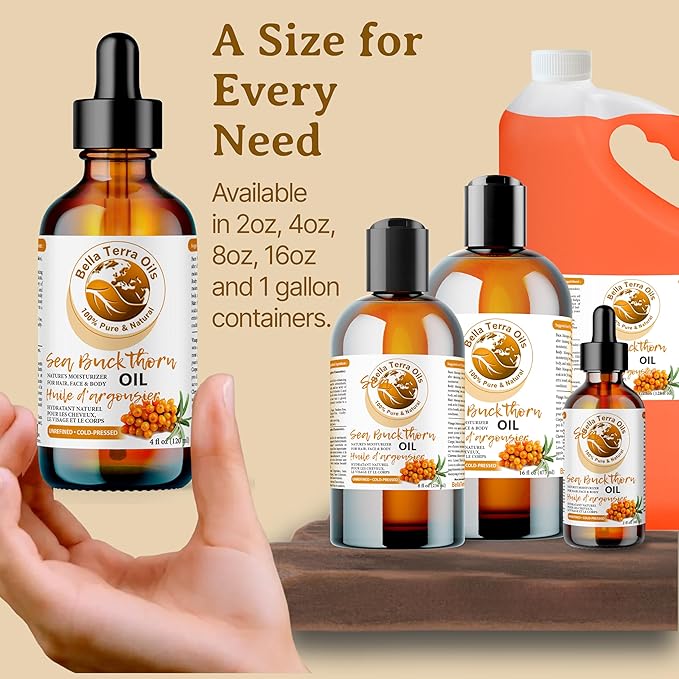 Bella Terra Oils - Seabuckthorn Berry Oil 4oz - Experience Nature's Luxurious Touch, Brimming with Vitamin E & Carotenoids, Transcend Ordinary Skincare-VivaGrace Women