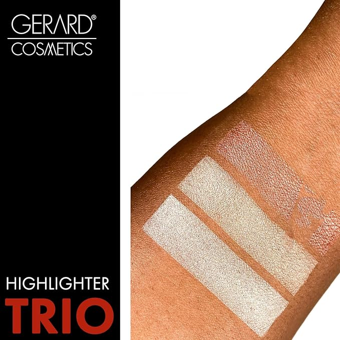 Makeup Highlighter Palette Trio (Starstruck) by Gerard Cosmetics | Vegan Powder Highlighter Makeup Palette with Three Luminous Shades | Cruelty Free and Made in the USA-VivaGrace Women