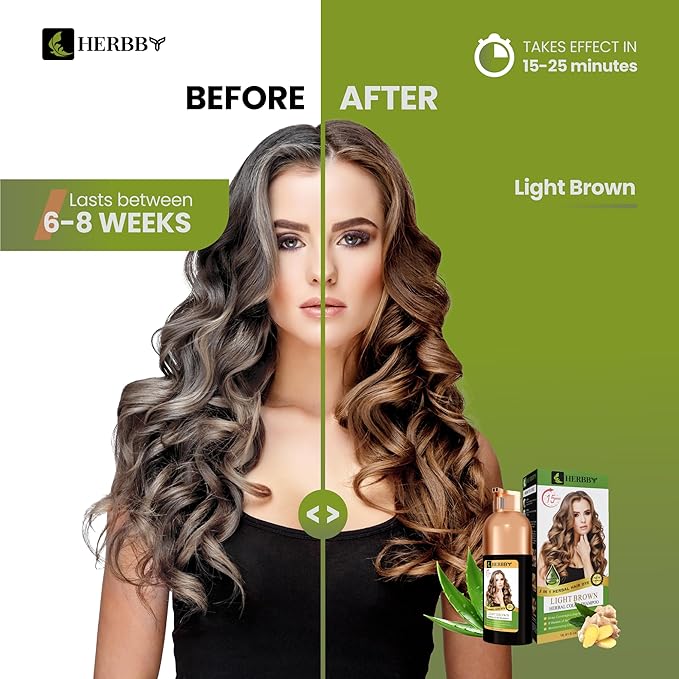 Hair Color Shampoo for Gray Hair Coverage&Color Transform with 9 Herbal Extracts –Long Lasting(6-8 Weeks),Shiny,Evenly Colored,Instant Hair Dye Shampoo&Conditioner, 500 Ml (LIGHT BROWN COLOR)-VivaGrace Women
