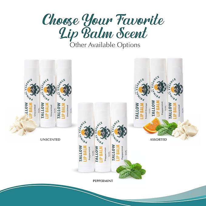 Moisturizing Tallow Lip Balm – Grass-Fed Beef Tallow with Organic Coconut Oil, Beeswax, and Vitamin E – Sweet Orange – Lip Balm Set – Travel Essential – 3-Pack-VivaGrace Women