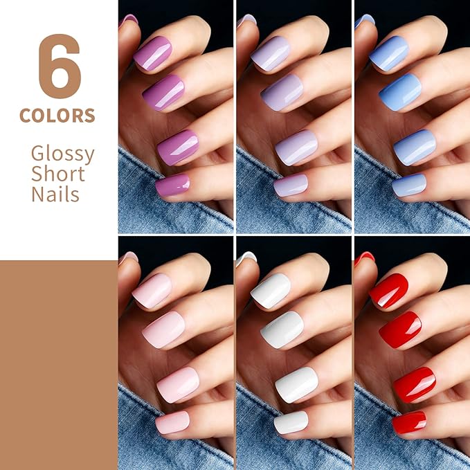 Teenitor 576Pcs Short Square Press On Nails Kit with Matte, Glossy, Glitter, and French Designs