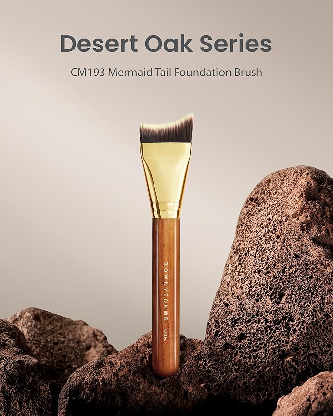 Desert Oak Series Mermaid Tail Foundation Brush - Airbrush - Filter Finish for Liquid & Cream Foundation, Bubinga Wood Handle (CM 193)-VivaGrace Women