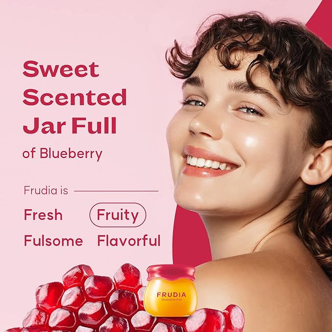 WELCOS FRUDIA Honey Lip Balm – Pomegranate | Lip Plumping, Moisturizing & Hydrating Translucent Red Tinted Lip Balm | 3-in-1 Lip Plumper Balm for Dry & Pale Lips with Pomegranate Extracts (0.33 fl oz)-VivaGrace Women