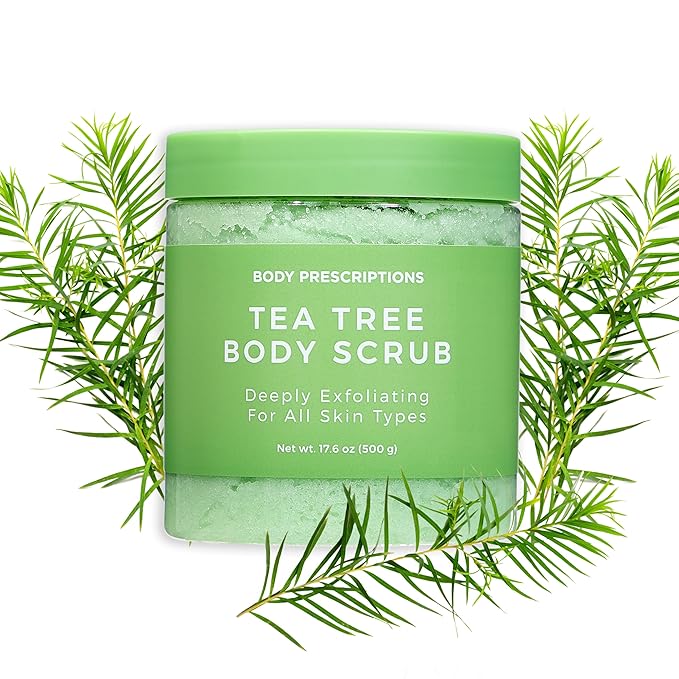 Body Prescription Deep Exfoliating Body Scrub - Cruelty-Free Formula for All Skin Types, 17.64 Ounce (Pack of 2), Tea Tree