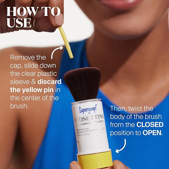 Supergoop! (Re) setting Mineral Powder, Light - 0.15 oz - Makeup Setting Powder + Broad Spectrum SPF 35 PA+++ Sunscreen - With Ceramides, Olive Glycerides & Coated Silica Spheres-VivaGrace Women