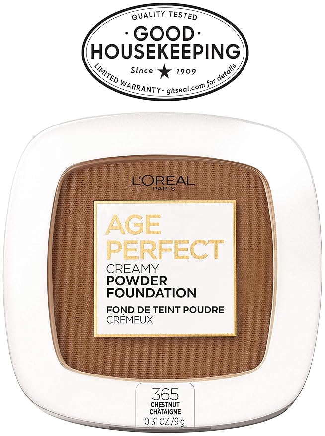 L’Oréal Paris Age Perfect Creamy Powder Foundation Compact, 365 Chestnut, 0.31 Ounce-VivaGrace Women