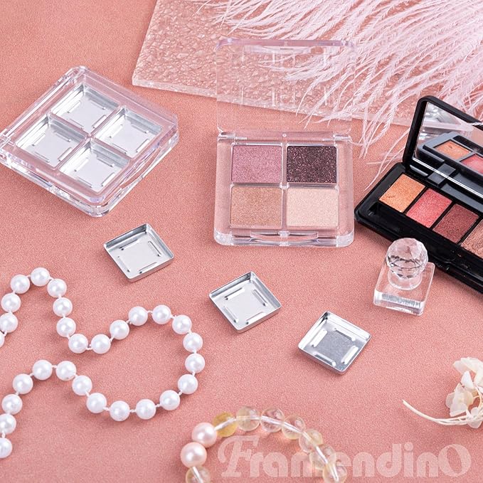 Framendino, 4 Sets Acrylic Empty Eye Shadow Pallet 4 Grids Eye Shadow Storage Case with Acrylic Seal for DIY Craft-VivaGrace Women