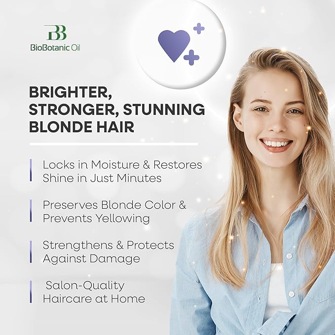 Bio Botanic Oil Hair Mask for Blonde & Bleached Hair | Deep Hydration & Anti-Brass Treatment | Enriched with Organic Wheat Germ & Obliphica Oil | Blue Pigment Formula | SLS-Free, Paraben-Free | 250ml-VivaGrace Women