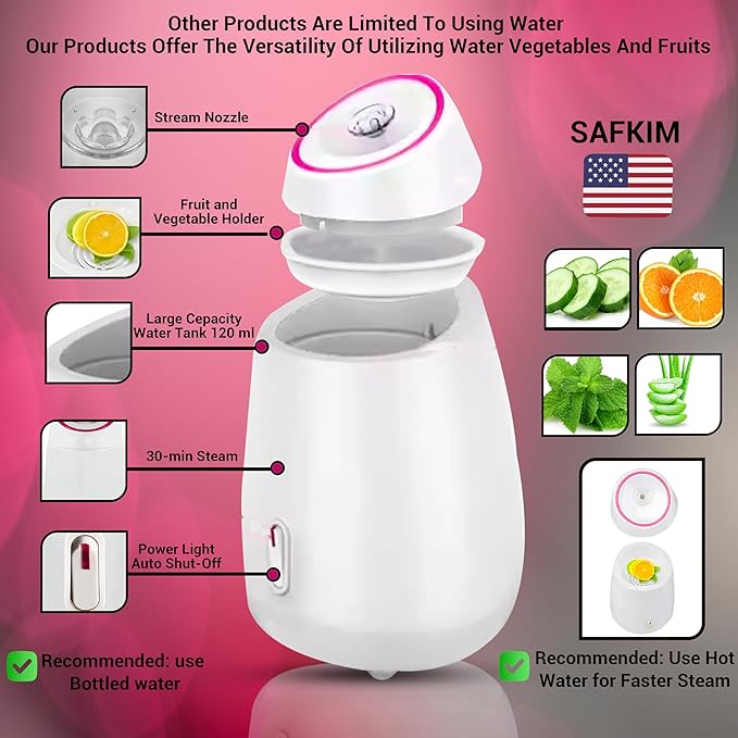 Facial Steamer and Ice Roller – 3-in-1 Nano Ionic Spa Kit for Deep Hydration and Pore Cleansing – Home Facial Care Set,auto Shut Off-VivaGrace Women